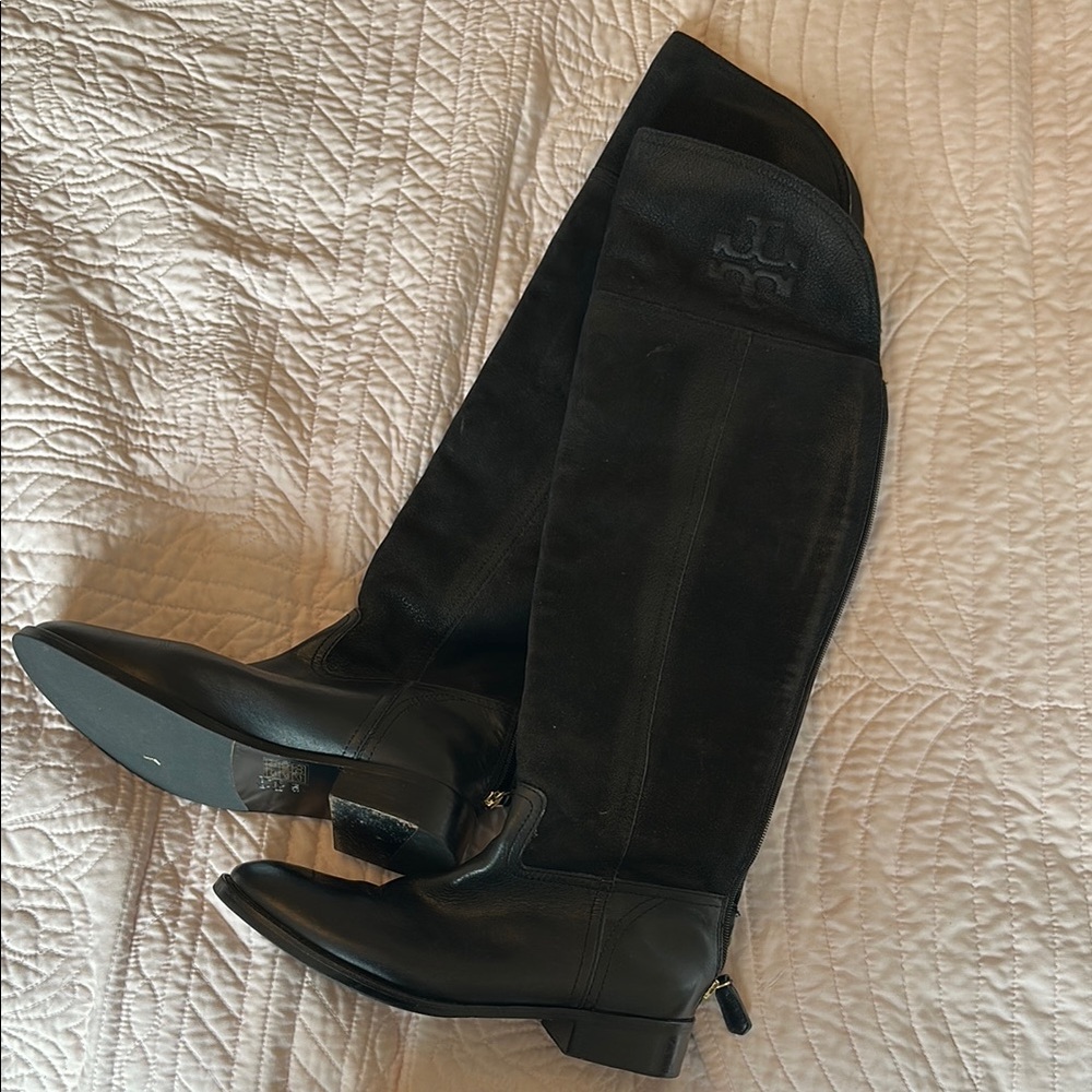 Tory Burch Simone Over the Knee Women’s Black Leather Boots